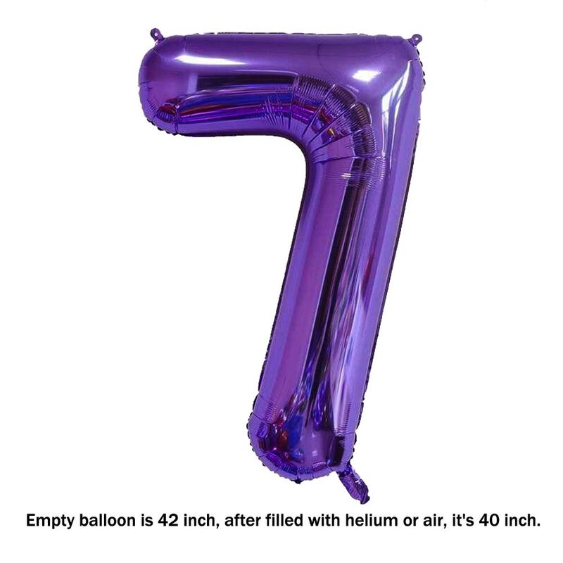 MoMo Balloon 40 Inch Jumbo Purple Number 7 Balloon Giant Balloons Prom Balloons Helium Foil Mylar Huge Number Balloons for Birthday Party Decorations/Wedding/Anniversary - Image 2